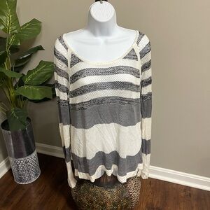 Skies Are Blue Striped Gray and white Sweater